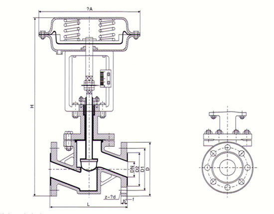 氣動襯氟調(diào)節(jié)閥_尺寸圖